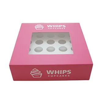 Custom Bakery Cupcake box Muffin containers with Window Valentines Day 24 Holes Cupcake Packaging Boxes