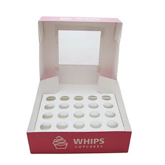Custom Bakery Cupcake box Muffin containers with Window Valentines Day 24 Holes Cupcake Packaging Boxes