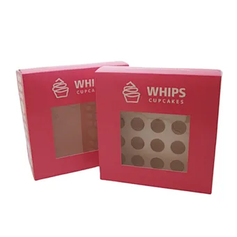 Custom Bakery Cupcake box Muffin containers with Window Valentines Day 24 Holes Cupcake Packaging Boxes